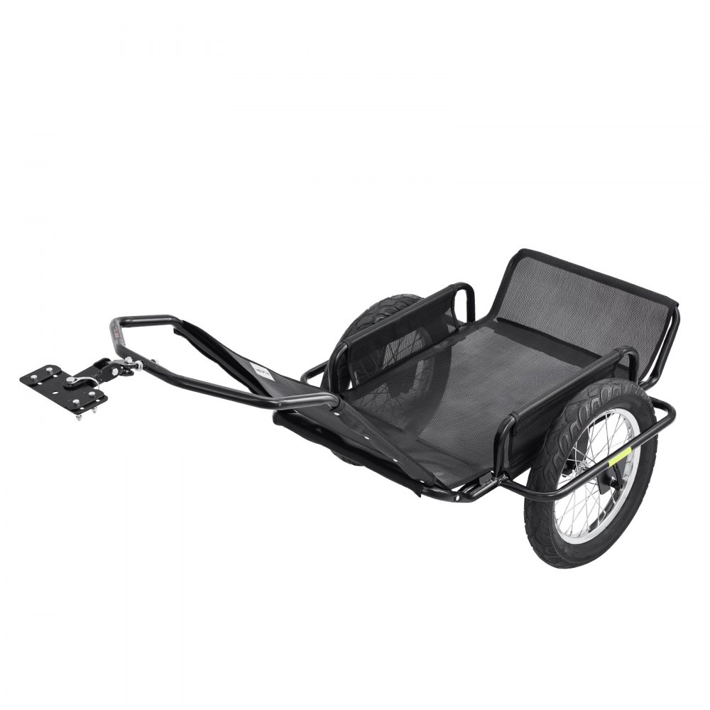 VEVOR Bike Cargo Trailer 320 lbs Load Heavy-Duty Bicycle Game Cart Foldable, All-Purpose Utility Trailer with 16-Inch Wheels for Any Terrain, Off-Road, Carbon Steel Frame, Fits 22-28 in Bike Wheels