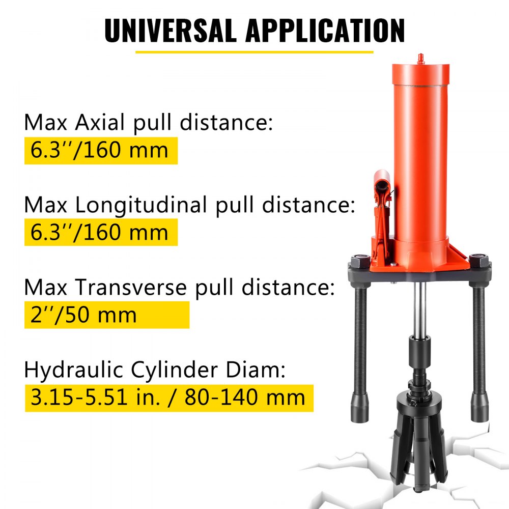 VEVOR Hydraulic Cylinder Liner Puller 15 Ton Liner Puller Tool, Both Dry-Type and Wet-Type Fit Diameter of 80mm-140 mm, Universal Cylinder Liner Puller Tool Set for auto Repair and Disassembly