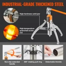 VEVOR Hydraulic Gear Puller, 15 Ton Max Capacity Wheel Bearing Pulling Separator, 2 or 3 Jaws Puller, Vertically and Horizontally, 12" Jaw Hydraulic Puller with Case for Pulling Hubs