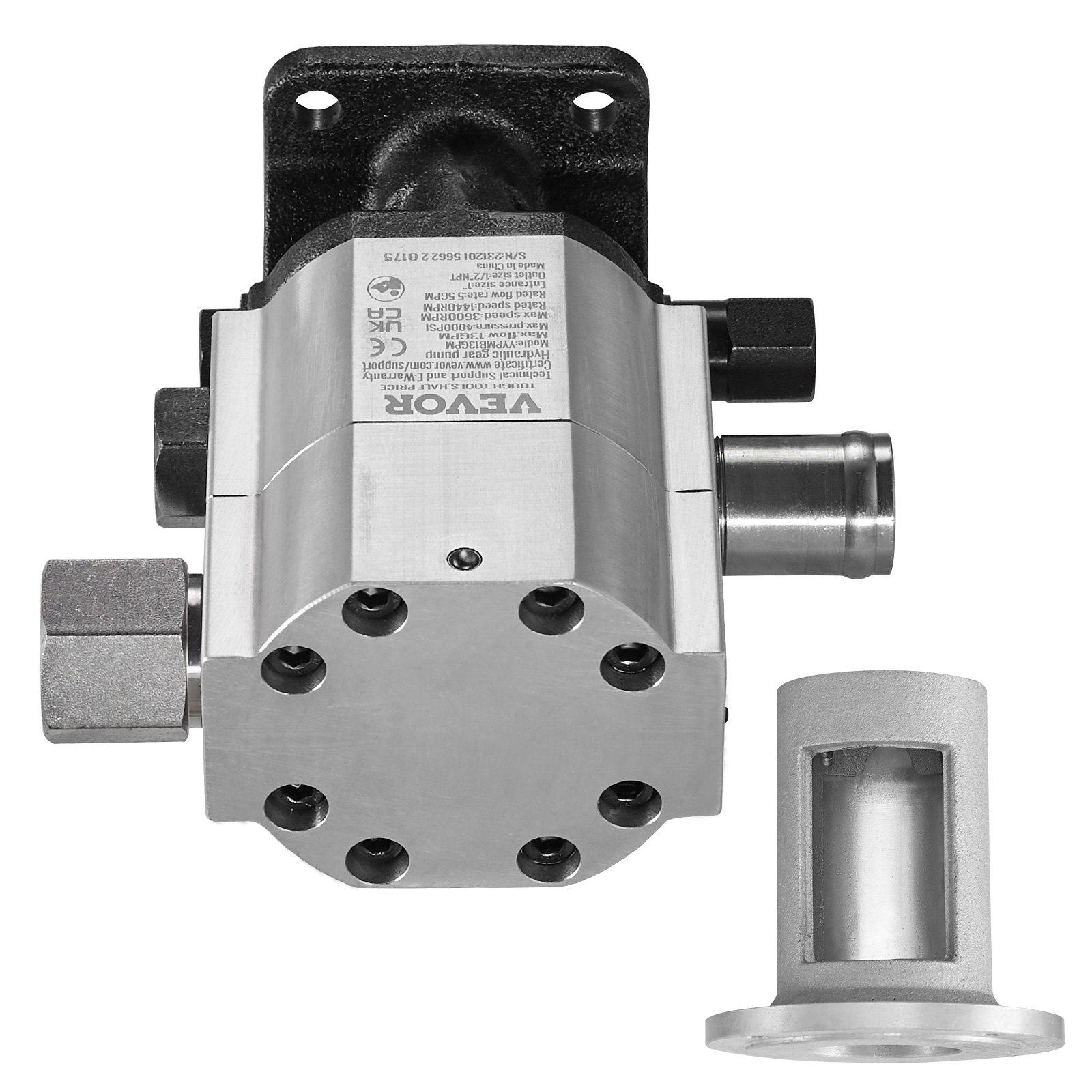 VEVOR Hydraulic Wood Log Splitter Pump Kit, 13 GPM, 2 Stage 4000 PSI Aluminum Hydraulic Gear Pump, with Coupling Installation Base 1/2'' NPT Outlet 3600 RPM, for Small Engine Mounting Log Splitter