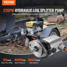 VEVOR Hydraulic Wood Log Splitter Pump Kit, 22GPM, 2 Stage 4000PSI Aluminum Hydraulic Gear Pump, with Valve Coupling Installation Base 3/4'' NPT Outlet 3600 RPM, for Small Engine Mounting Log Splitter