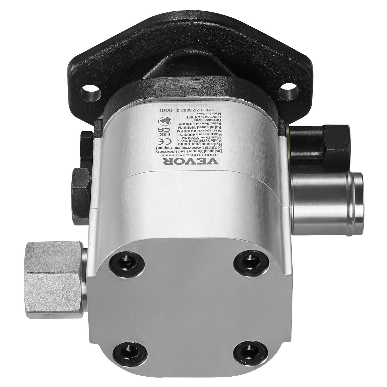 VEVOR hydraulic log splitter kit steel component with screws and visible label text.