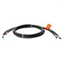 VEVOR hydraulic steering hose coiled with blue and red capped ends, labeled in orange.