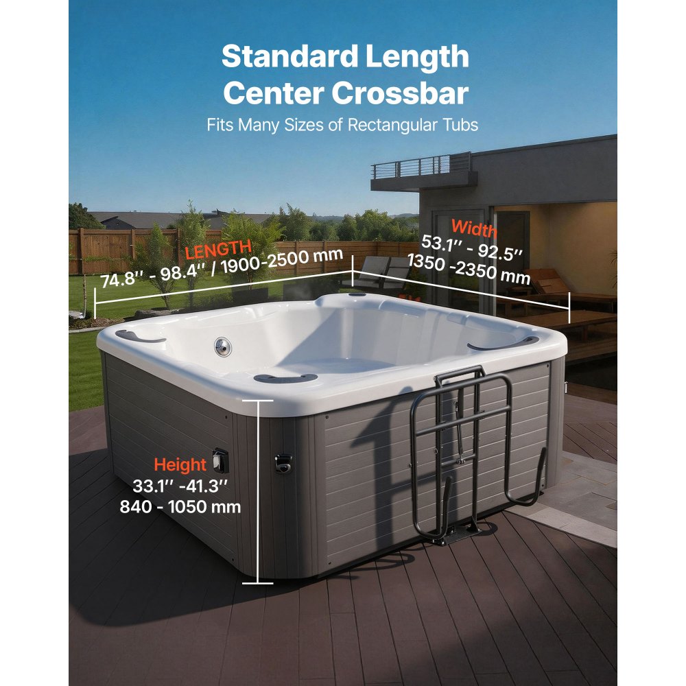 VEVOR Hydraulic Spa Cover Lift, Hot Tub Cover Lift, Adjustable Height 840-1050 mm and Width from 1350-2350 mm, Mounted Underneath on One Side, Compatible with Various Sizes of Hot Tubs & Spas
