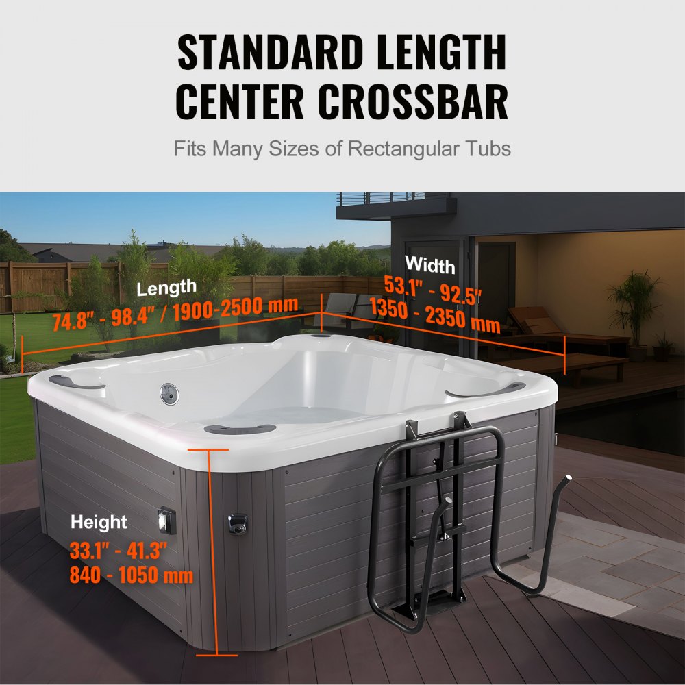 VEVOR Hydraulic Spa Cover Lift, Hot Tub Cover Lift, Adjustable Height 840-1050 mm and Width from 1350-2350 mm, Mounted Underneath on One Side, Compatible with Various Sizes of Hot Tubs & Spas
