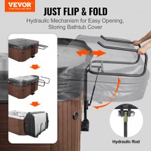 VEVOR Hot Tub Cover Lift, Spa Cover Lift, Hydraulic, Height 33.1" - 41.3" Width 53.1" - 92.5" Adjustable, Installed Underneath on one Sides, Suitable for Various Sizes of Hot Tubs, Spa