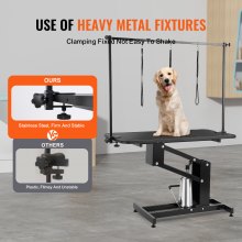 VEVOR 43" Hydraulic Pet Grooming Table, Heavy Duty Dog Grooming Arm for Medium/ Small Dogs, Height Adjustable Dog Grooming Station, Anti Slip Tabletop /Dog Grooming Station, Max Bearing 400LBS