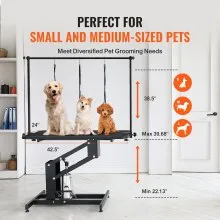 VEVOR 109cm Hydraulic Pet Grooming Table, Heavy Duty Dog Grooming Arm for Medium/ Small Dogs, Height Adjustable Dog Grooming Station, Anti Slip Tabletop /Dog Grooming Station, Max Bearing 182kg