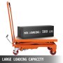 VEVOR Hydraulic Scissor 500LBS Capacity, Cart Lift Table Cart 28.5-Inch Lifting Height, Manual Scissor Lift Table w/ 4 Wheels and Foot Pump, Elevating Hydraulic Cart for Material Handling, Orange