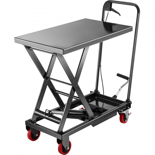 Hydraulic Scissor Cart Lift Table Cart 500LBS Manual Scissor Lift Table in Black