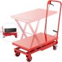 VEVOR Hydraulic Scissor 500LBS Capacity, Cart Lift Table Cart 28.5-Inch Lifting Height, Manual Scissor Lift Table w/ 4 Wheels and Foot Pump, Elevating Hydraulic Cart for Material Handling, in Red