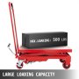 VEVOR Hydraulic Scissor 500LBS Capacity, Cart Lift Table Cart 28.5-Inch Lifting Height, Manual Scissor Lift Table w/ 4 Wheels and Foot Pump, Elevating Hydraulic Cart for Material Handling, in Red