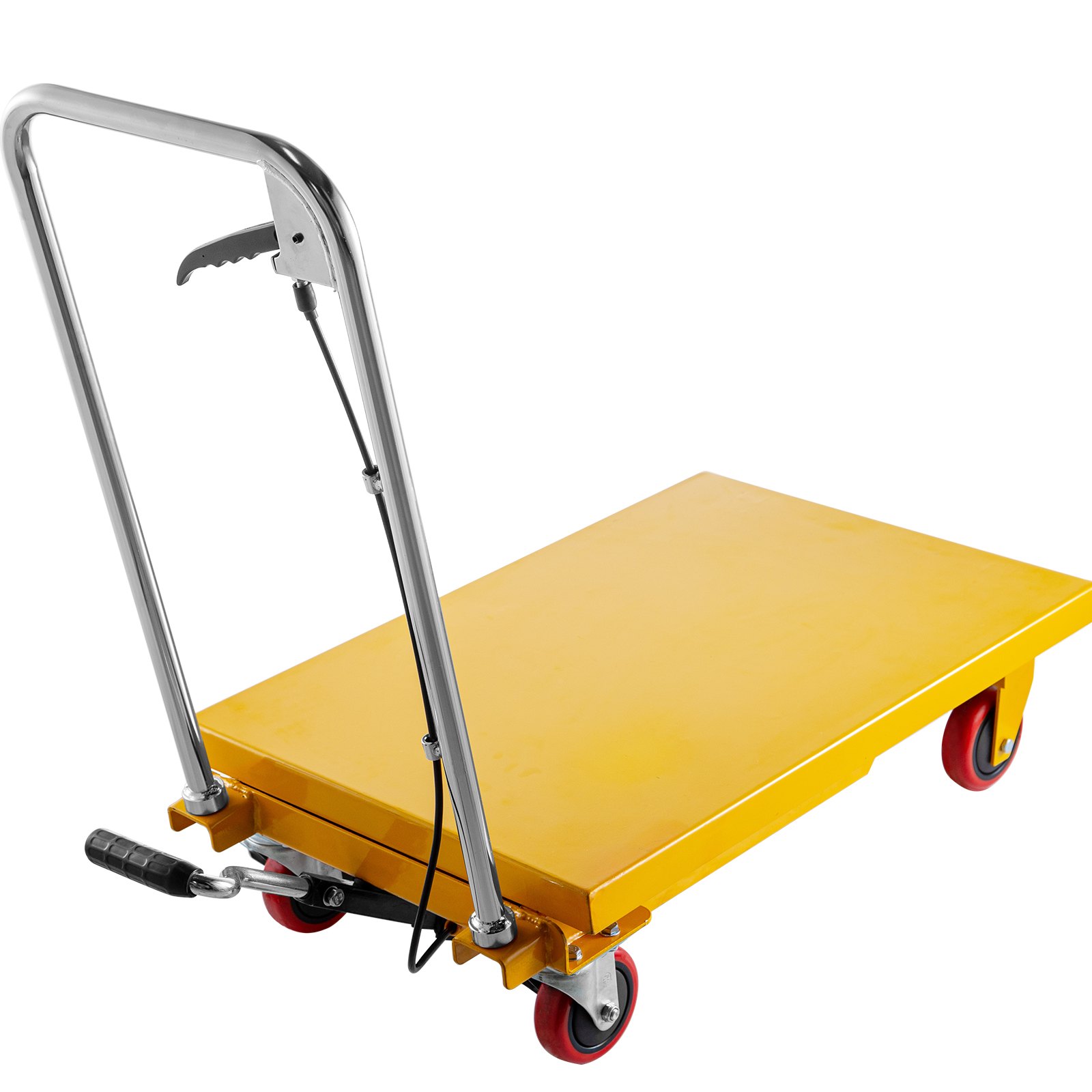 VEVOR Hydraulic Lift Table Cart, 660lbs Capacity Hydraulic Scissor Cart, 35.4" Lifting Height Scissor Lift Table, Single Scissor Lift Cart w/ Foot Pump, 32.1''x19.7'' Table Size, for Freight Lifting