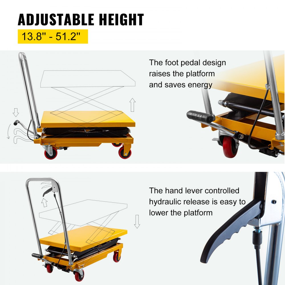 Hydraulic Scissor Lift Trolley 350KG Scissor Lift Platform Max Height 1300mm
