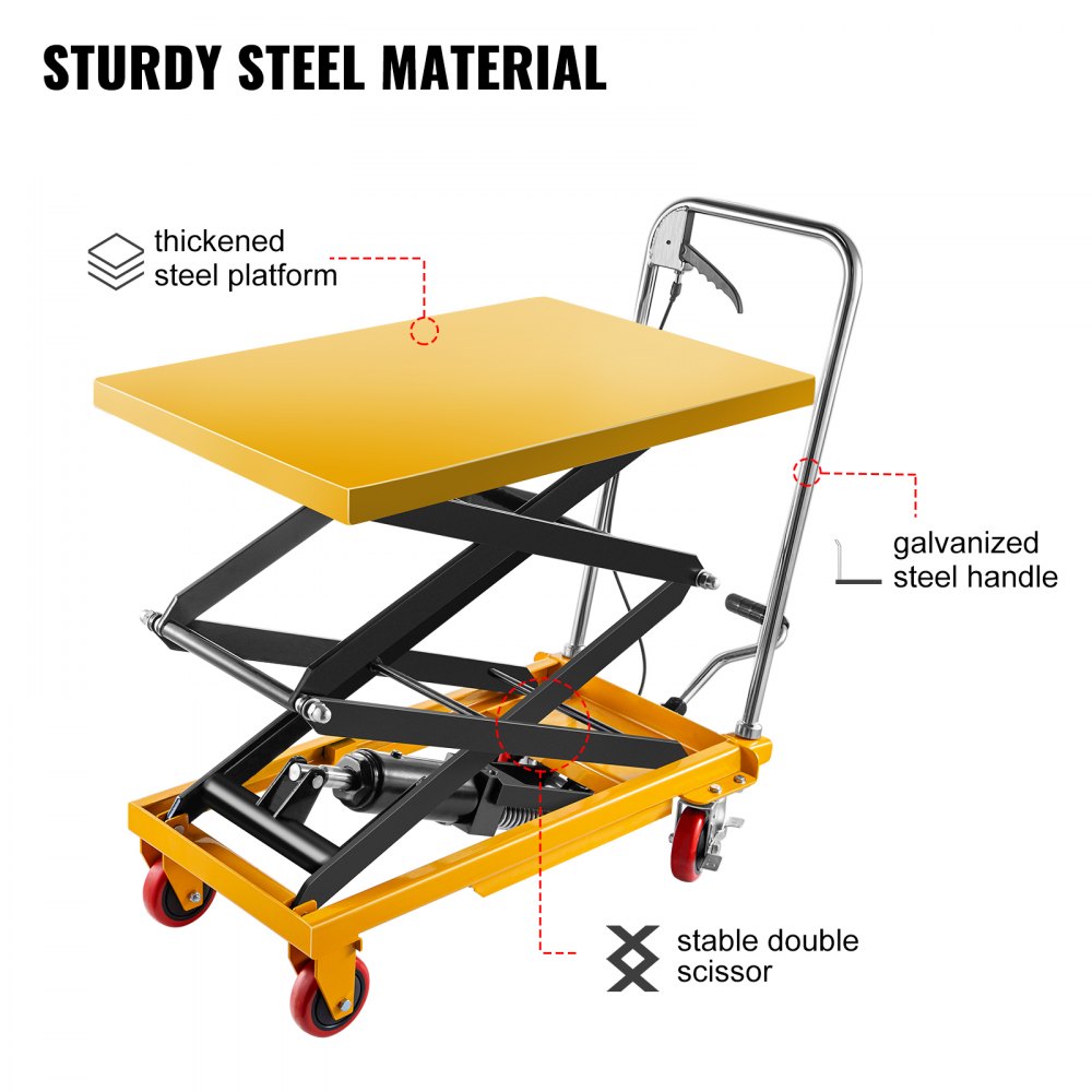 Hydraulic Scissor Lift Trolley 350KG Scissor Lift Platform Max Height 1300mm
