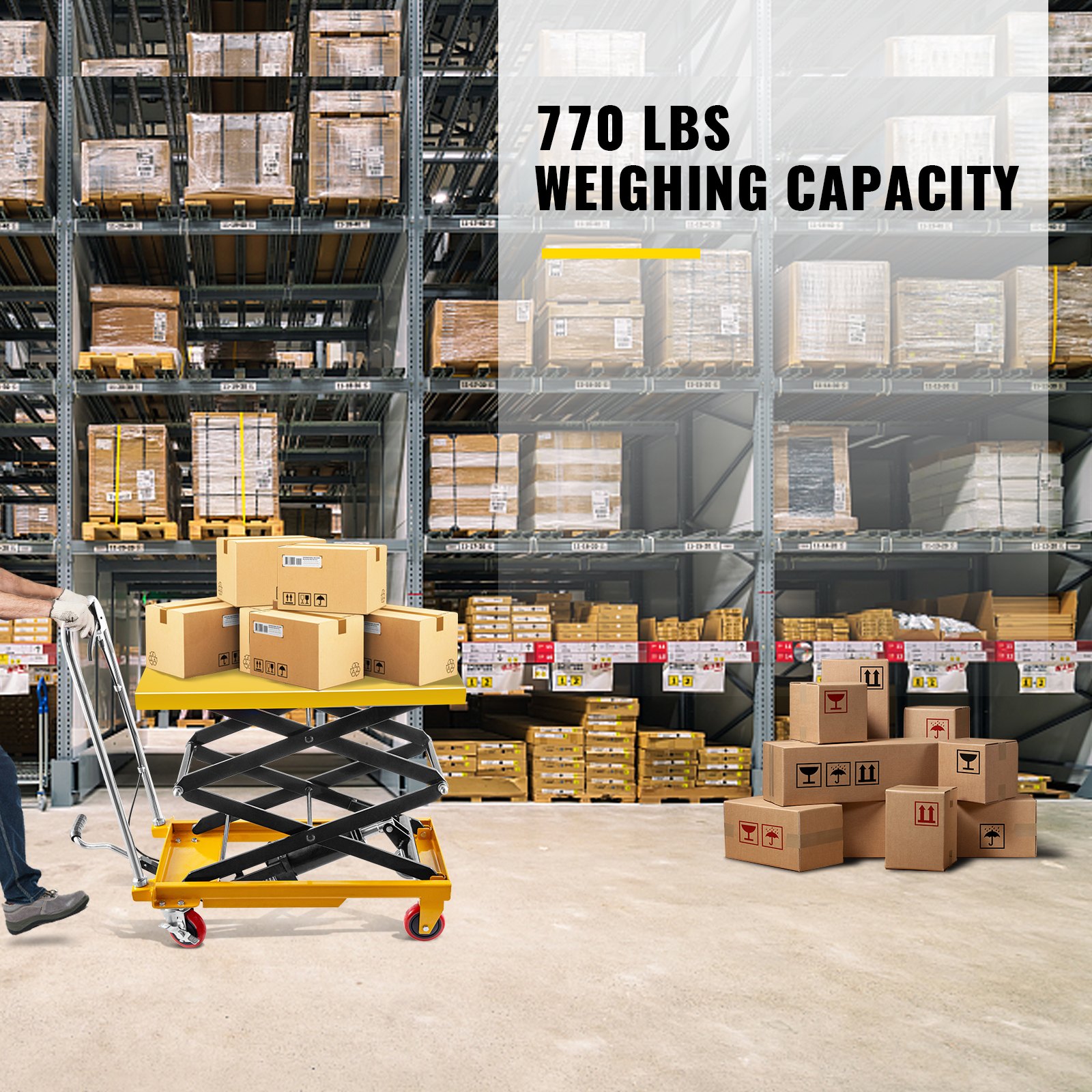 Hydraulic Scissor Lift Trolley 350KG Scissor Lift Platform Max Height 1300mm