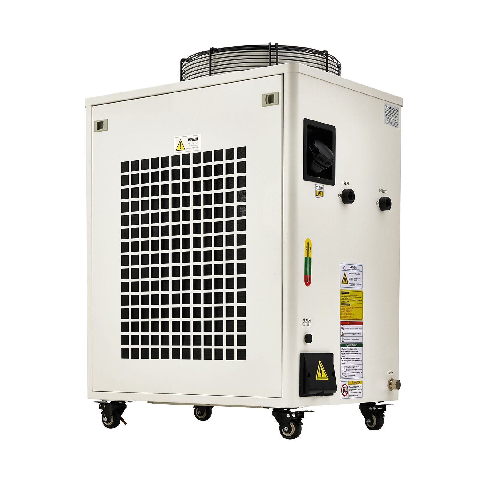 VEVOR Industrial Water Chiller, 5000W, Industrial Water Cooler Cooling System with Compressor, 15L Tank Capacity, 70 L/min Max Flow Rate, Laser Chiller, for CO2 Laser Tuber Engraving & Cutting Machine