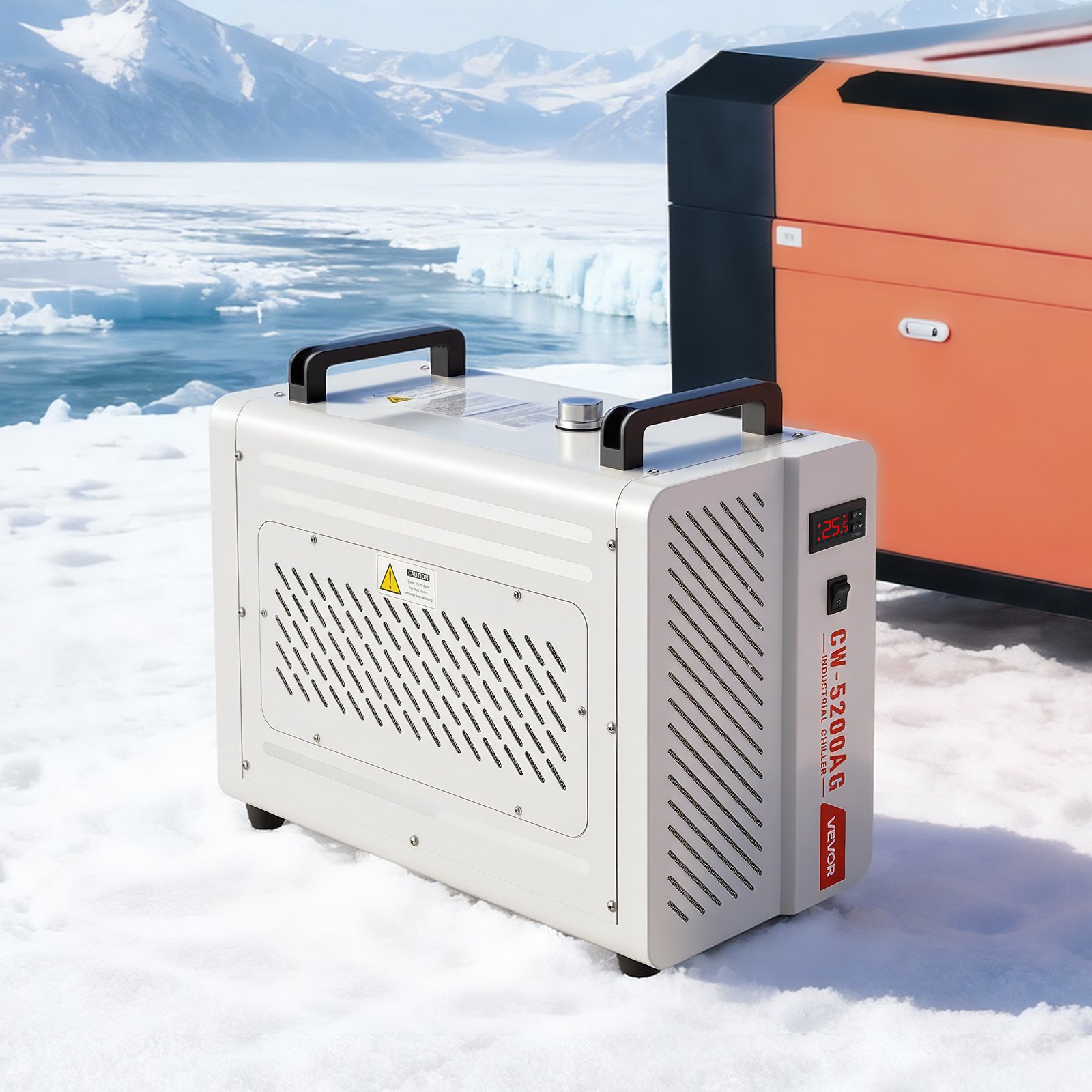 VEVOR Industrial Water Chiller, 1600W, Industrial Water Cooler Cooling System with Compressor, 7 L Tank Capacity, 13 L/min Max Flow Rate, Laser Chiller, for CO2 Laser Tube Engraving & Cutting Machine