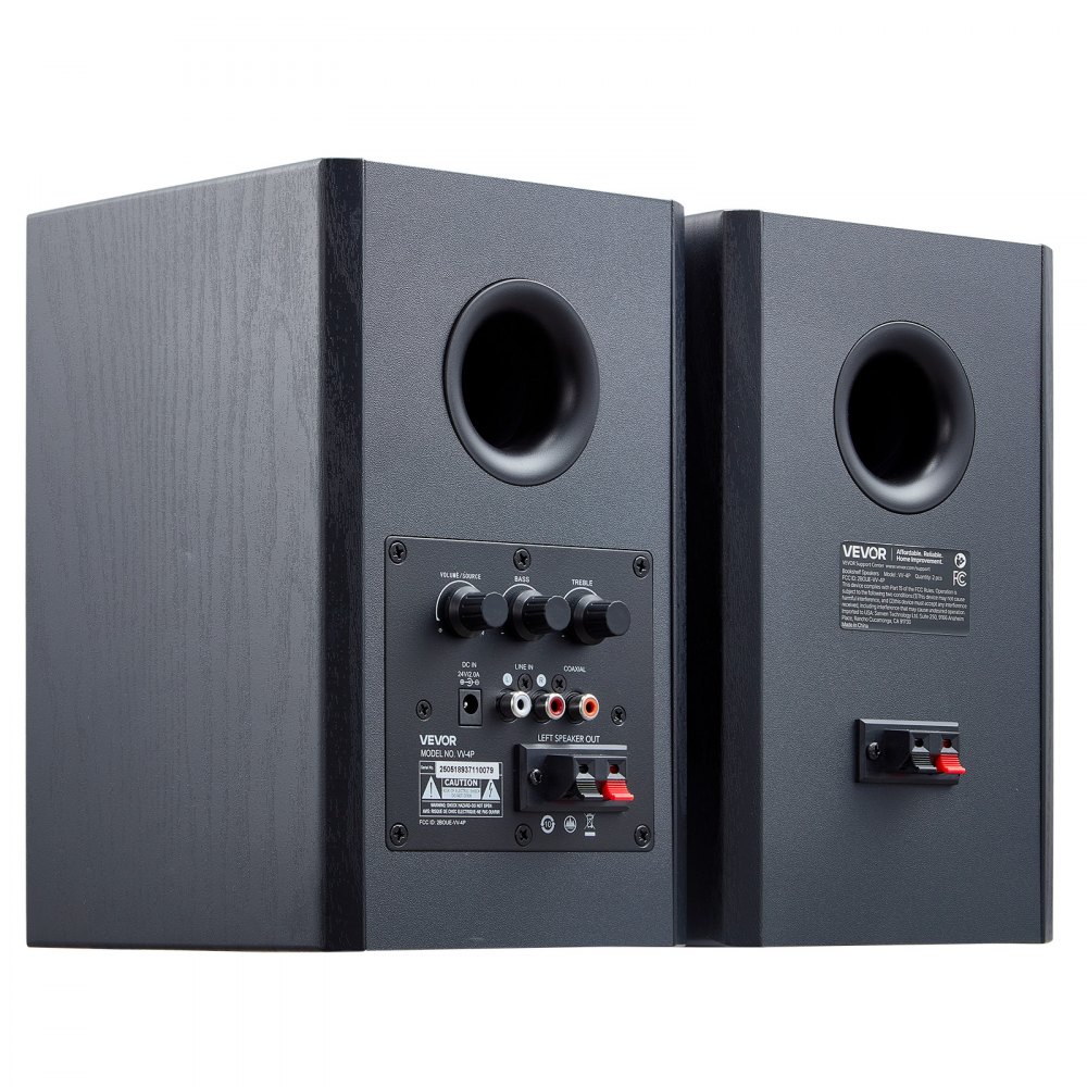 VEVOR Powered Bookshelf Speakers, 20W x 2, Active Studio Monitor Speaker with 4 Inch Woofer, Adjustable Volume and Audio with Bluetooth Optical Connection, Wooden Enclosure, for Record Player PC TV