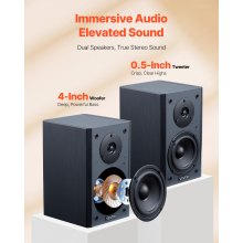 Active Powered Bookshelf Studio Monitor Speakers 20W x2 Bluetooth Coaxial Stereo