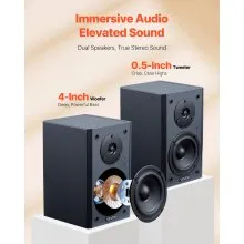 Active Powered Bookshelf Studio Monitor Speakers 20W x2 Bluetooth Coaxial Stereo