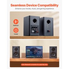 Active Powered Bookshelf Studio Monitor Speakers 20W x2 Bluetooth Coaxial Stereo