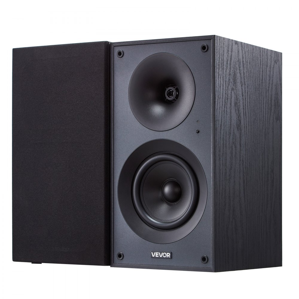 VEVOR Powered Bookshelf Speakers, 25W x 2, Active Studio Monitor Speaker with 5.25 Inch Woofer, Bluetooth/RCA/Coaxial/Optical/USB/Subwoofer Connection, Wooden Enclosure, for Record Player Turntable PC