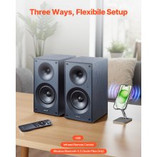 Active Powered Bookshelf Studio Monitor Speakers 25W x2 Bluetooth Coaxial Stereo