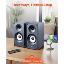 Active Powered Bookshelf Studio Monitor Speakers 25W x2 Bluetooth Coaxial Stereo