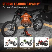 VEVOR Dirt Bike Lift Stand, Motorcykel Jack Lift Stand 440 lbs Kapacitet og hydraulisk løftefunktion, justerbart højdeløftebord, til Dirt Pit Bike Reparation, Vedligeholdelse, Dirt Bike Tilbehør