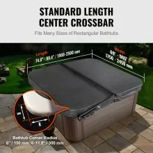 VEVOR Hot Tub Cover Lift, Spa Cover Lift, Hydraulic, Width 69" - 96.5" Adjustable, Installed on Both Sides at the Top, Suitable for Various Sizes of Rectangular Bathtubs, Hot Tubs, Spa