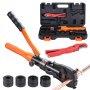 VEVOR Copper Tube Fittings Hydraulic Pipe Crimping Tool, Pressing Plier with TH16, TH20, TH26, TH32 Quick Change Jaws, 360° Rotatable Press Kit for Confined Spaces Tee Fittings Hydraulically Driven