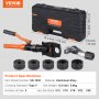 VEVOR Copper Tube Fittings Hydraulic Pipe Crimping Tool, Pressing Plier with V12, V15, V18, V22, V28 Quick Change Jaws, 360° Rotatable Press Kit for Confined Spaces Tee Fittings Hydraulically Driven