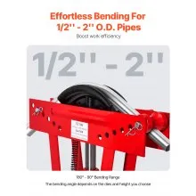 VEVOR Hydraulic Pipe Bender, 12 Ton Manual Copper Exhaust Pipe Bending Machine with 6 Dies (1/2" - 2") and 90 - 180° Adjustable Rollers, Heavy-Duty Pipe Tube Bender for Piping Railing Construction