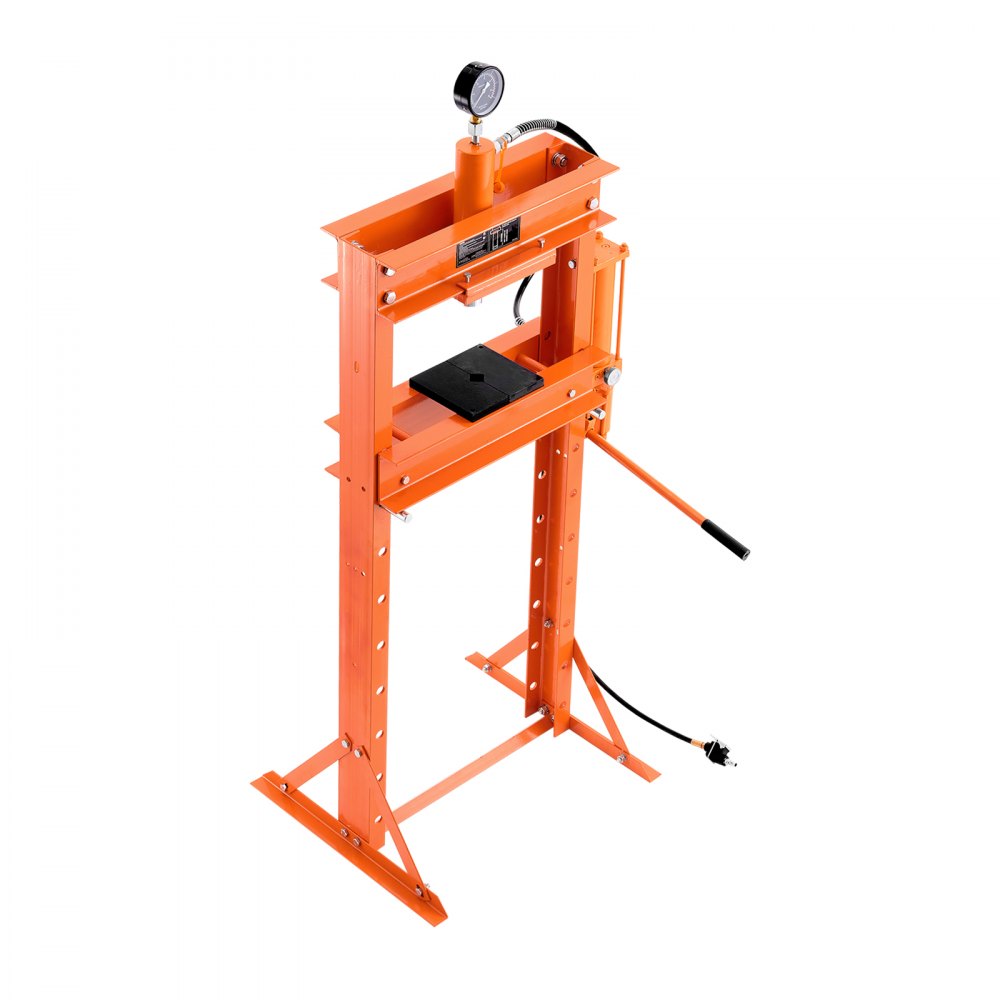 VEVOR Hydraulic Shop Press, 20 T H-Frame Pneumatic Shop Press with Press Plate, Stable Garage Floor Adjustable Hydraulic Press with Triangular Support, Fit for Bending, Straightening & Stamping