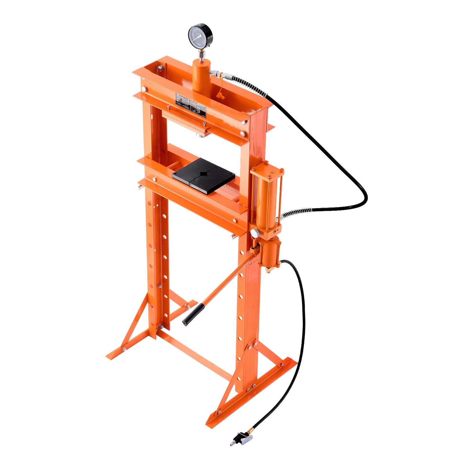 VEVOR Hydraulic Shop Press, 20 T H-Frame Pneumatic Shop Press with Press Plate, Stable Garage Floor Adjustable Hydraulic Press with Triangular Support, Fit for Bending, Straightening & Stamping