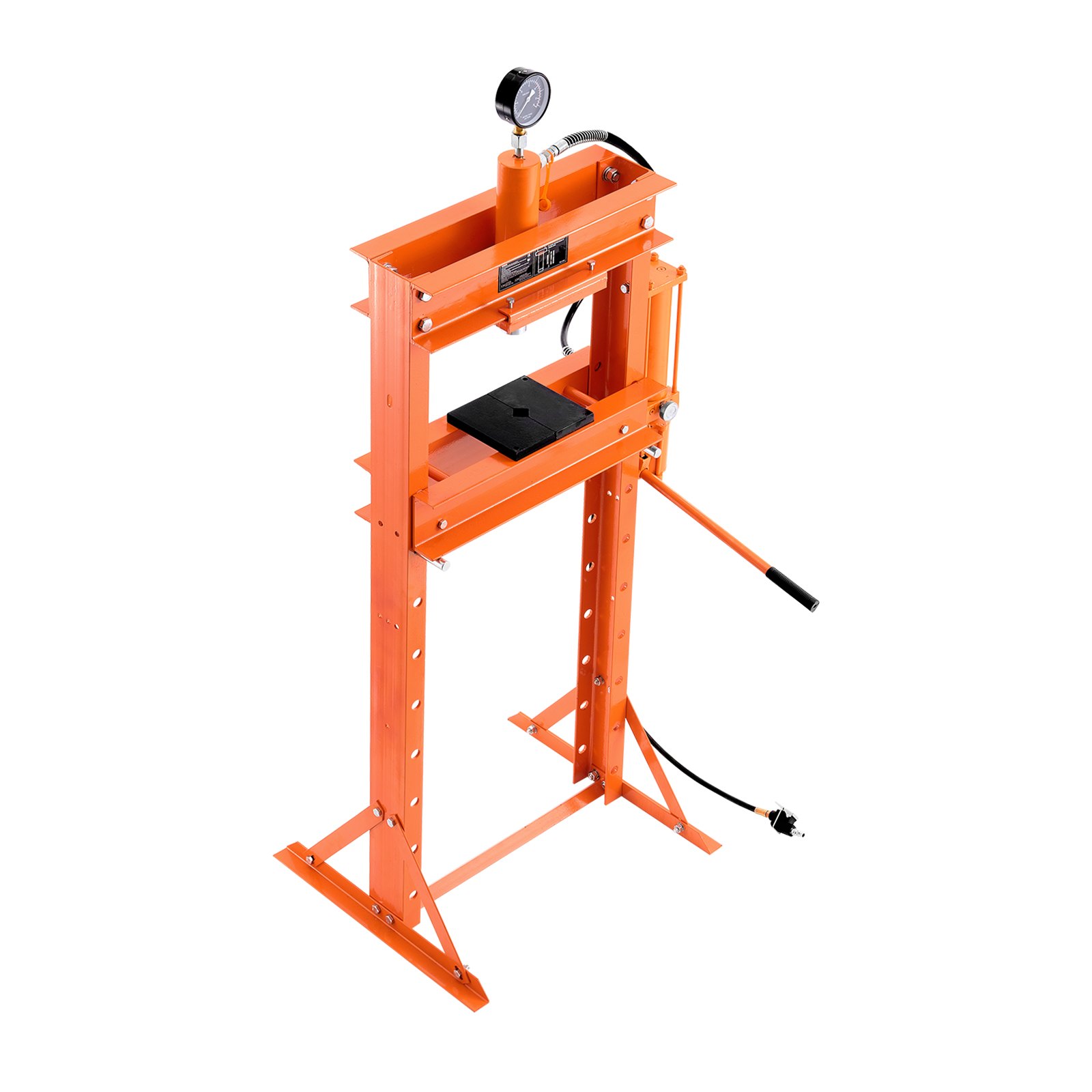 VEVOR Hydraulic Shop Press, 20 T H-Frame Pneumatic Shop Press with Press Plate, Stable Garage Floor Adjustable Hydraulic Press with Triangular Support, Fit for Bending, Straightening & Stamping