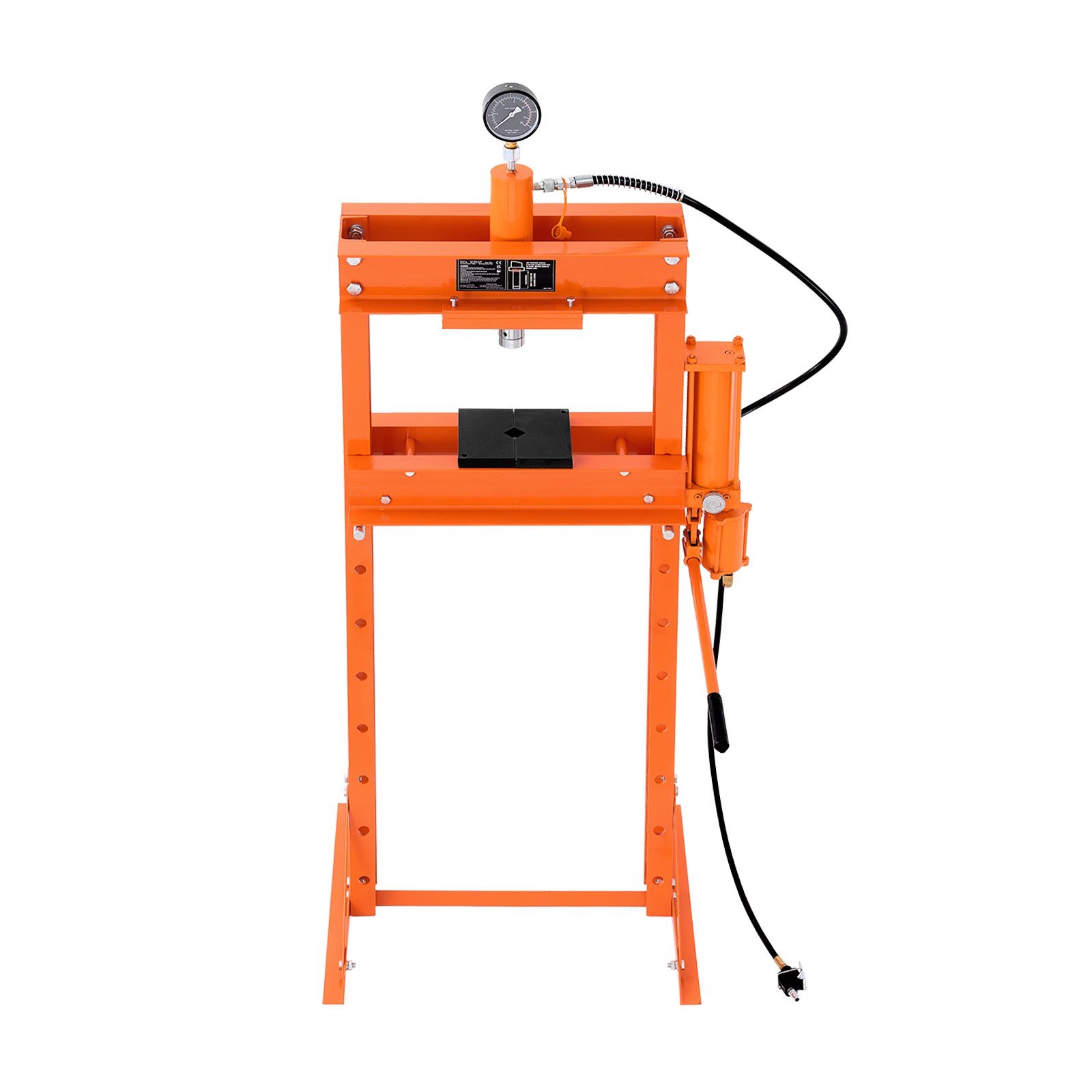 VEVOR Hydraulic Shop Press, 20 T H-Frame Pneumatic Shop Press with Press Plate, Stable Garage Floor Adjustable Hydraulic Press with Triangular Support, Fit for Bending, Straightening & Stamping