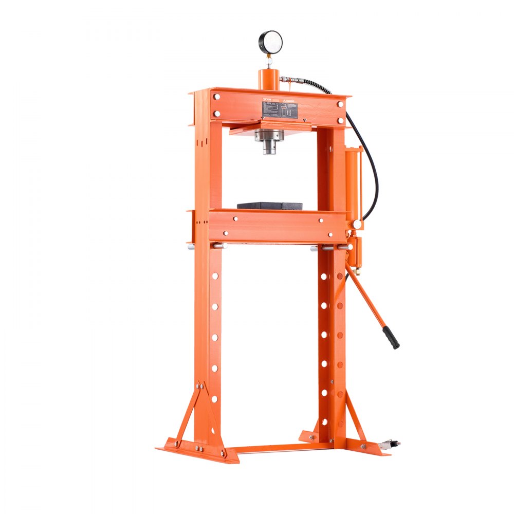 VEVOR Hydraulic Shop Press, 30 T H-Frame Pneumatic Shop Press with Press Plate & Triangular Support, Stable Garage Floor Adjustable Hydraulic Press with Relief Valve, Fit for Bending & Straightening