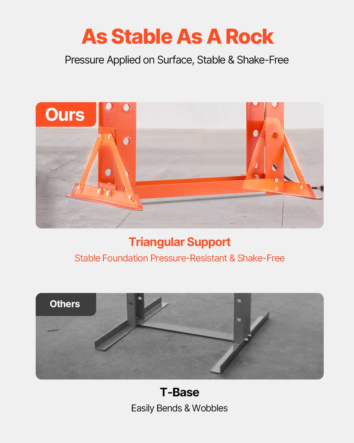 VEVOR Hydraulic Shop Press, 50 T H-Frame Pneumatic Shop Press with Press Plate & Triangular Support, Stable Garage Floor Adjustable Hydraulic Press with Relief Valve, Fit for Bending & Straightening