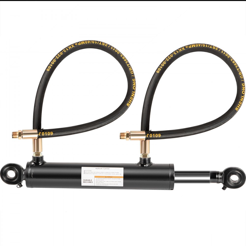 VEVOR Double Acting Hydraulic Top Link Cylinder 2" Bore 10" Stroke with 2 Hoses