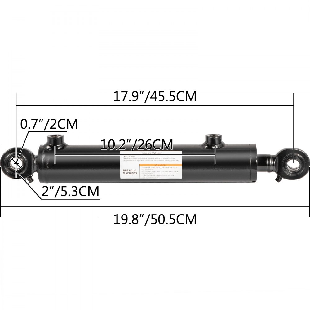 VEVOR Double Acting Hydraulic Top Link Cylinder 2" Bore 10" Stroke with 2 Hoses