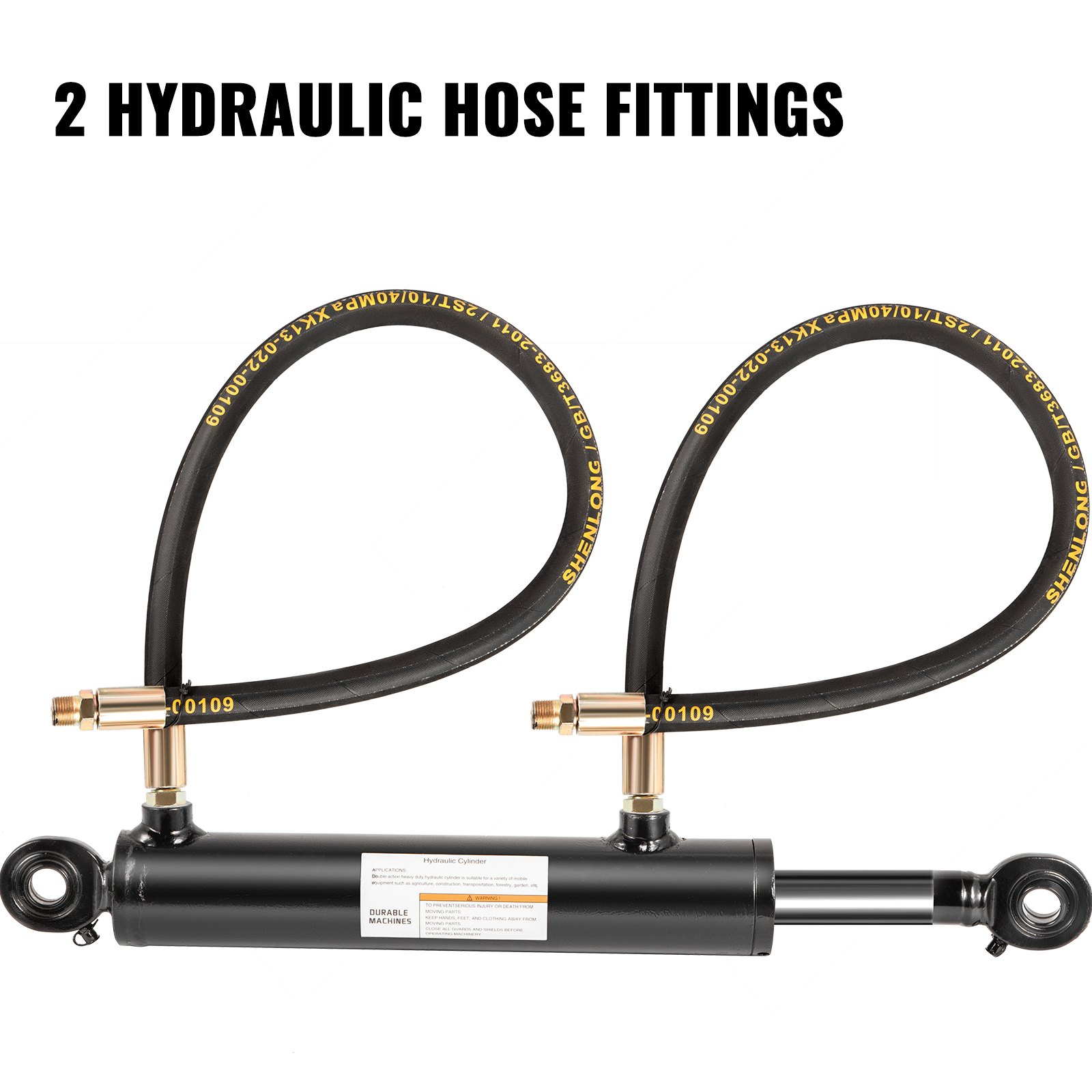 VEVOR Double Acting Hydraulic Top Link Cylinder 2" Bore 10" Stroke with 2 Hoses