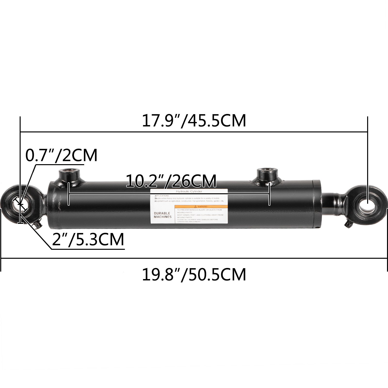 VEVOR Double Acting Hydraulic Top Link Cylinder 2" Bore 10" Stroke with 2 Hoses