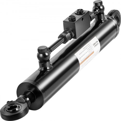 VEVOR Double Acting Hydraulic Cylinder 2” Bore, Top Link Hydraulic Cylinder 10” Stroke, Retracted 20" Extended 28” Hydraulic Side Link Swivel Eye Bearing w/ Check Valve for Tractors, Category 1, 2