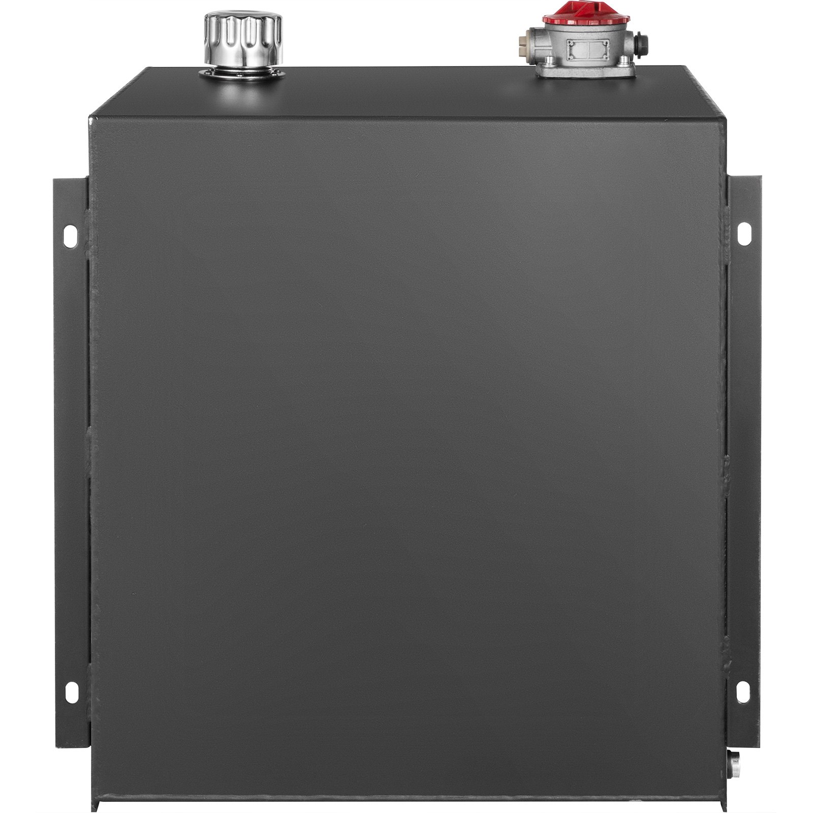 front view of a VEVOR hydraulic oil tank with two ports on the top side.