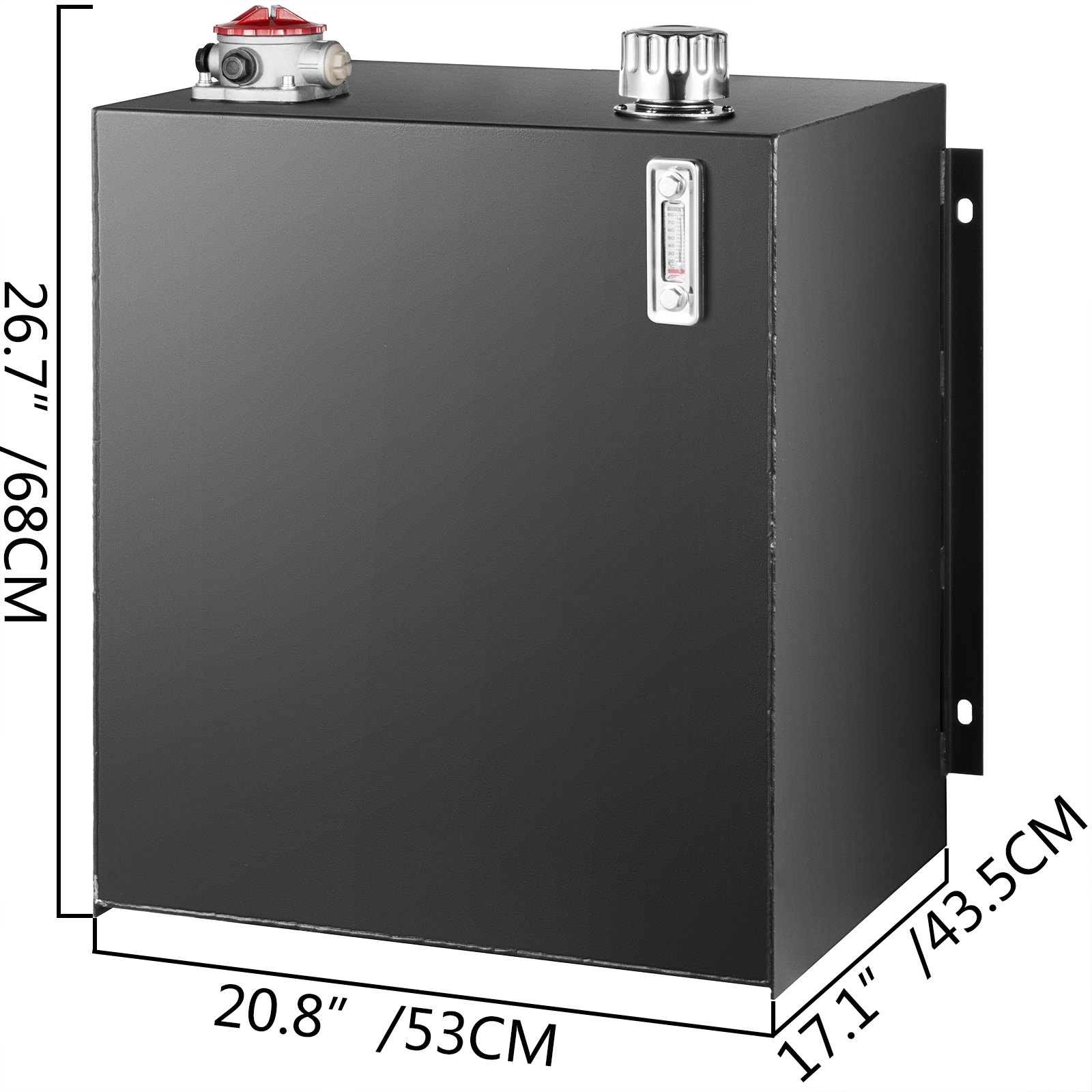 VEVOR hydraulic oil tank with dimensions 26.7&quot;x20.8&quot;x17.1&quot;.