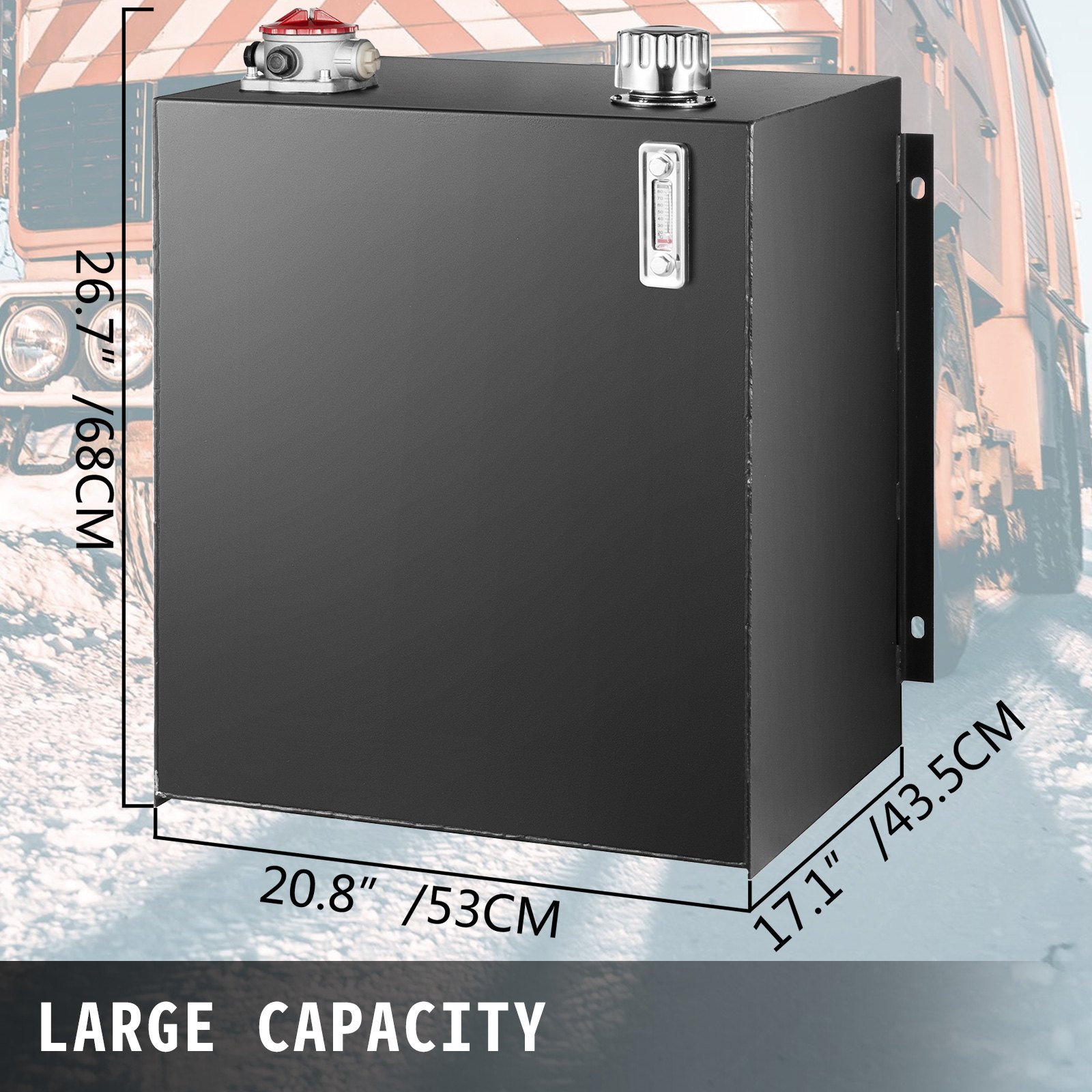 VEVOR Hydraulic Oil Tanks 25Gal Fuel Tank Heavy Duty Hydraulic Steel Tank Reservoir, Gasoline Transfer Tanks, Hydraulic Reservoir with Strainer Temp Gauge Filter Breather Cap for Tractors & Trucks