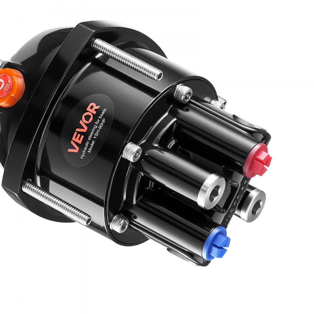 VEVOR Hydraulic Steering Kit, 90 HP, Hydraulic Steering Helm Pump & Cylinder, with 6.9 MPa/1000 psi Max Working Pressure, Aluminum Alloy Housing, Check Valve, for Outboards Fishing Boats Sailboats