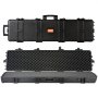 black VEVOR tactical range case with handles and foam padding, closed and open views.